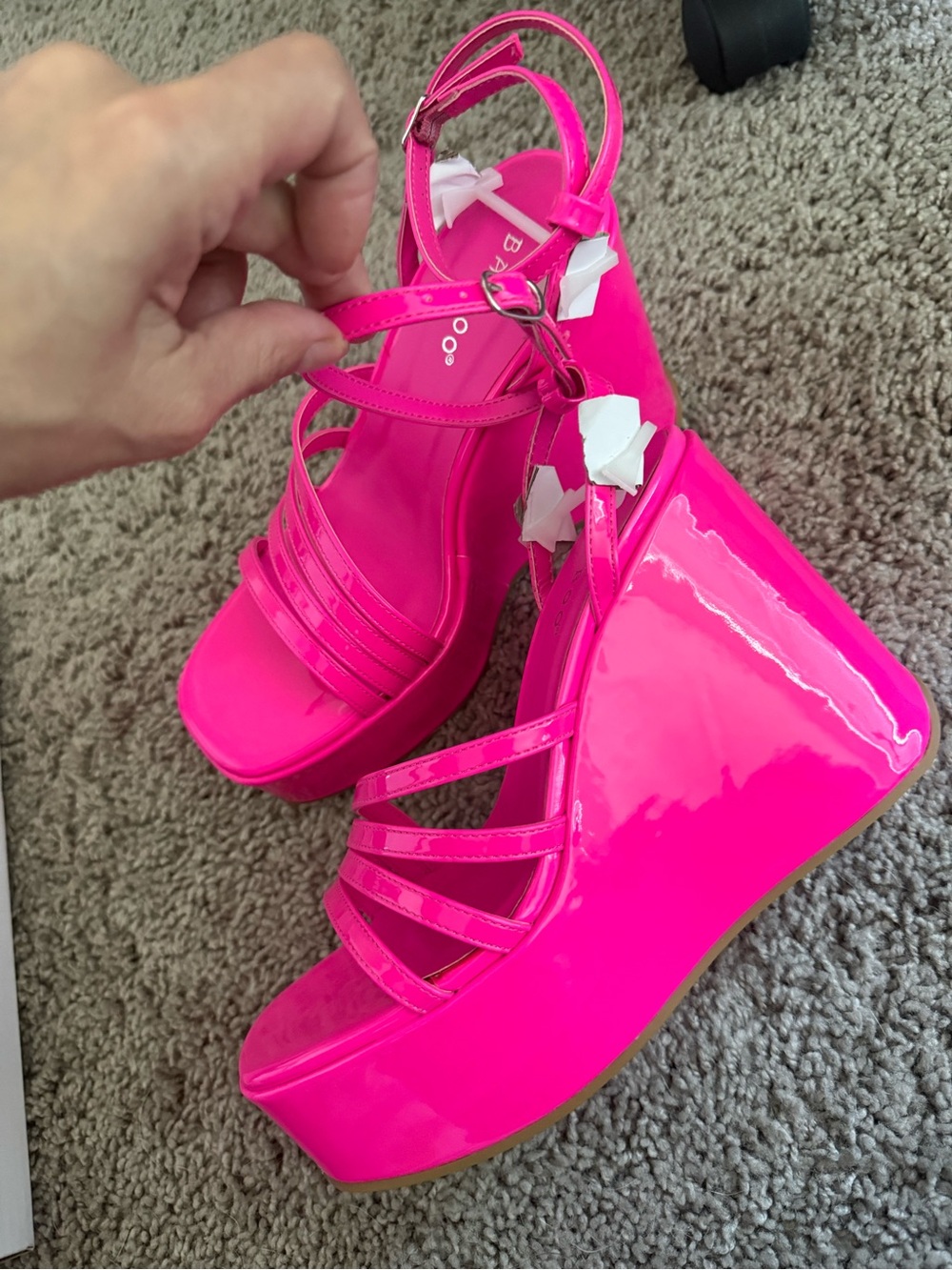 Bright Pink Platform Wedge Sandals - Bamboo